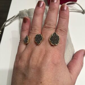 Kendra Scott Gold and Black Statement Rings
